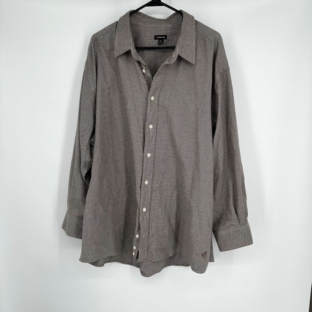 J. Peterman Flannel Shirt small checkered‎ pattern Long sleeve Size XXL